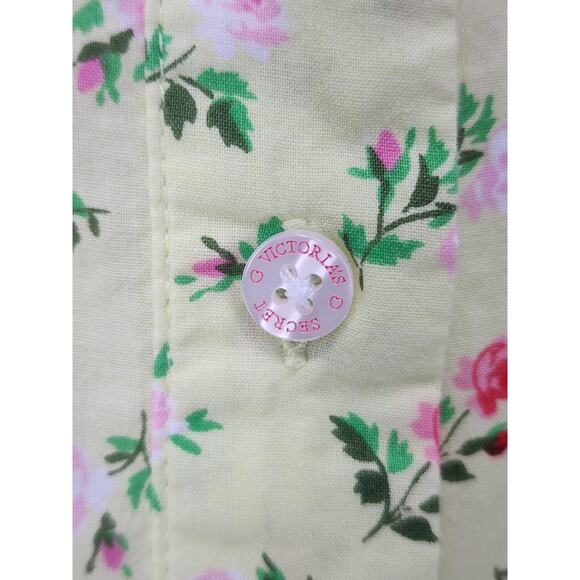 Victoria Secret Shirt Womens Extra Small Yellow Floral Button Front Sleep - Picture 9 of 16